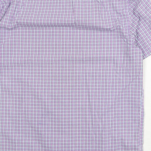 Criminal Mens Purple Plaid Cotton Button-Up Size L Collared Button