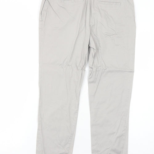 Dorothy Perkins Womens Grey Cotton Chino Trousers Size 10 Regular Zip