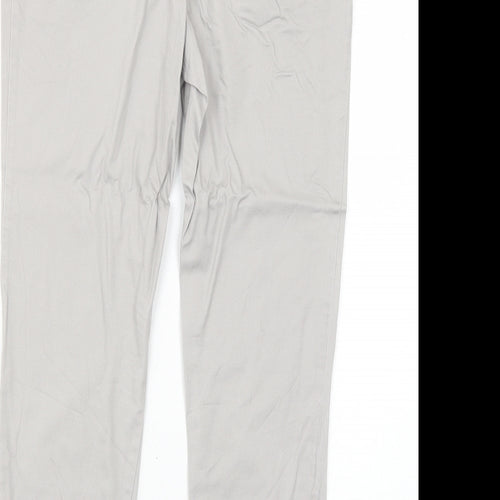 Dorothy Perkins Womens Grey Cotton Chino Trousers Size 10 Regular Zip