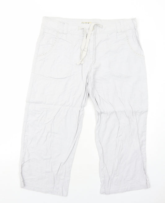 M&Co Womens Grey Linen Trousers Size 12 Regular Zip