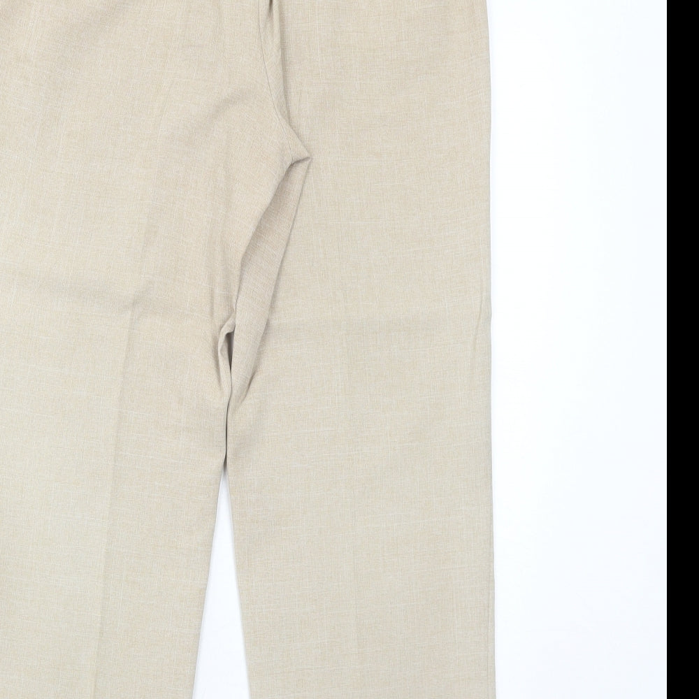 BHS Womens Beige Polyester Trousers Size 10 Regular Zip