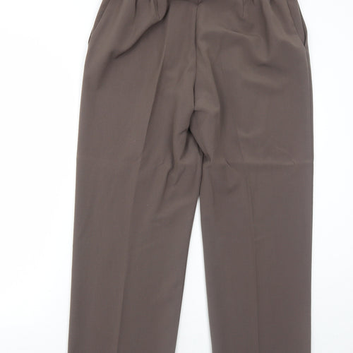 Essential Collection Womens Brown Polyester Trousers Size 16 Regular Zip