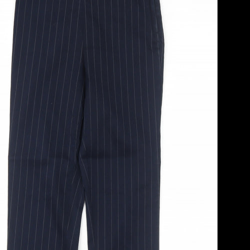H&M Womens Blue Striped Cotton Dress Pants Trousers Size 8 Regular Zip