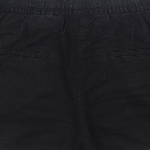 H&M Womens Black Linen Basic Shorts Size 6 Regular Drawstring