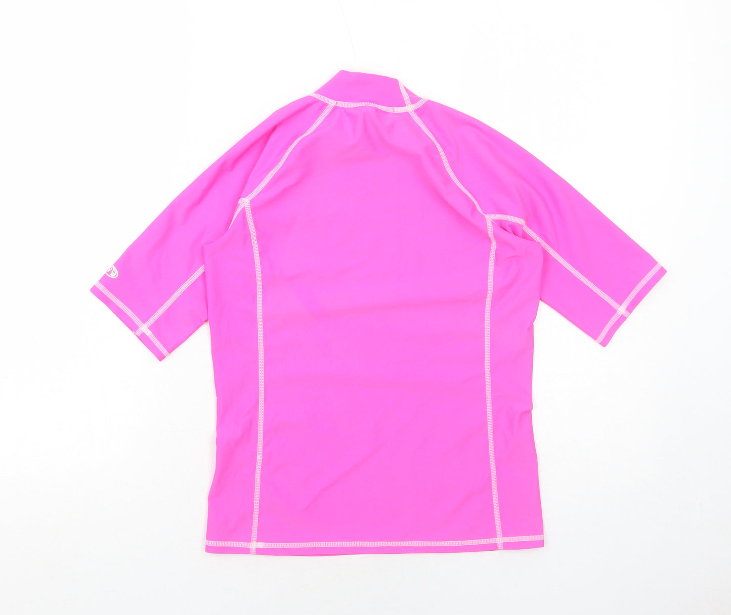 Animal Girls Pink Nylon Pullover T-Shirt Size 11-12 Years Mock Neck Pullover - Swim Top
