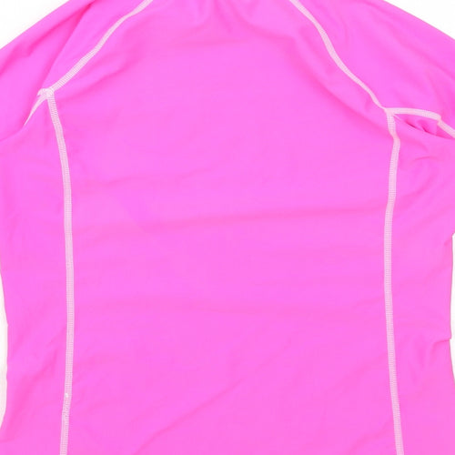 Animal Girls Pink Nylon Pullover T-Shirt Size 11-12 Years Mock Neck Pullover - Swim Top
