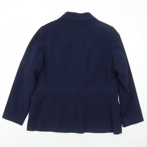 Agenda Womens Blue Polyester Jacket Suit Jacket Size 18