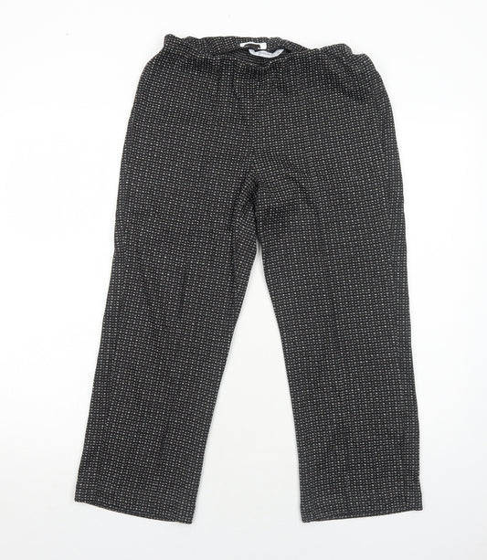 Bonmarché Womens Black Geometric Polyester Trousers Size 12 Regular