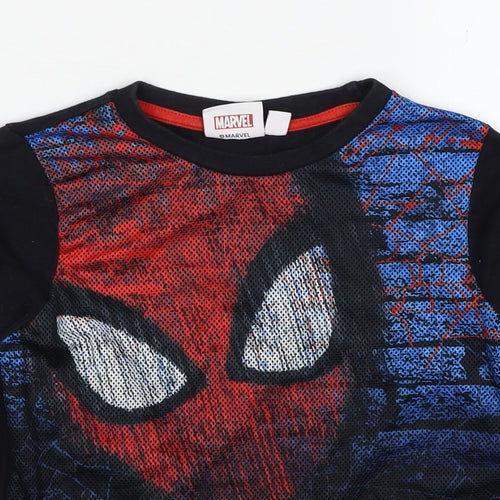 Marvel Boys Black Cotton Pullover T-Shirt Size 8-9 Years Crew Neck Pullover - Spider-Man