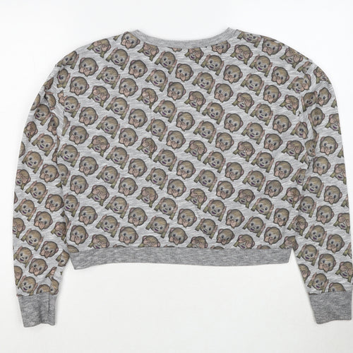 M&Co Girls Grey Geometric Cotton Pullover Sweatshirt Size 12-13 Years Pullover - Monkey Print