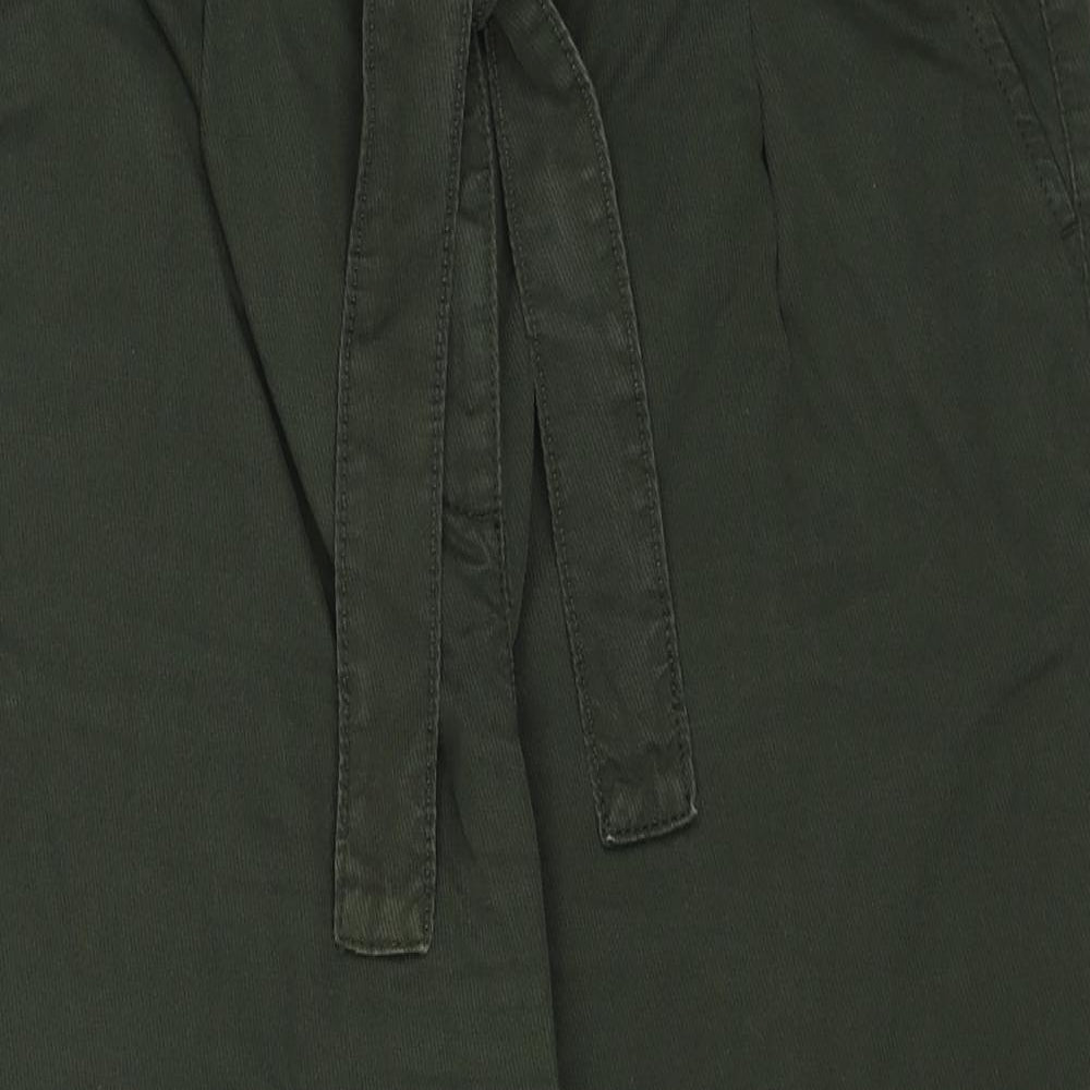 NEXT Womens Green Cotton Trousers Size 10 Regular Zip