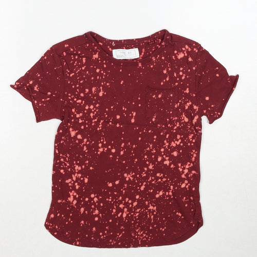NEXT Boys Red Geometric Cotton Pullover T-Shirt Size 3 Years Round Neck Pullover