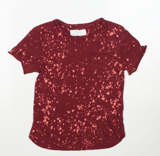 NEXT Boys Red Geometric Cotton Pullover T-Shirt Size 3 Years Round Neck Pullover