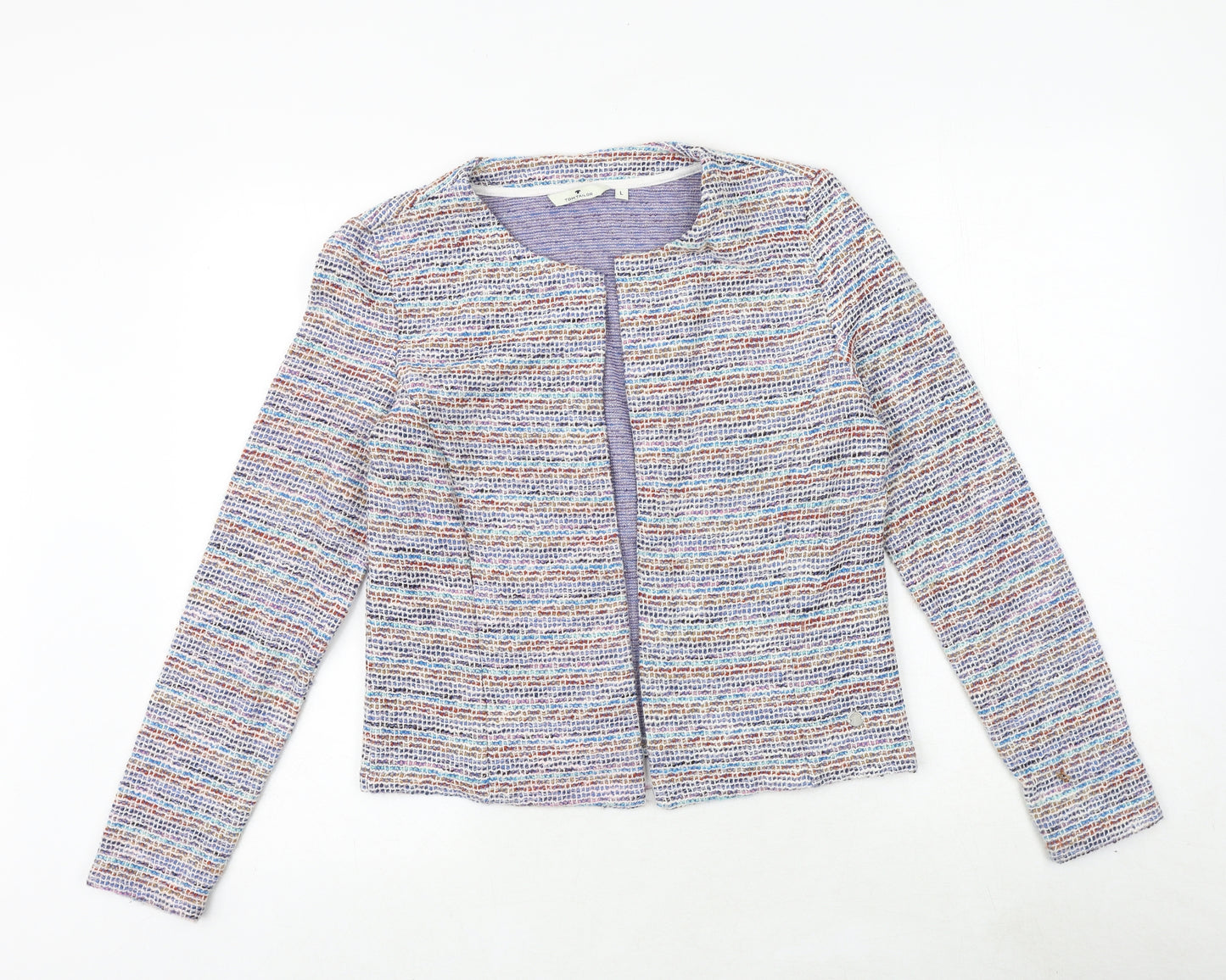 TOM TAILOR Womens Multicoloured Round Neck Polyester Cardigan Jumper Size L