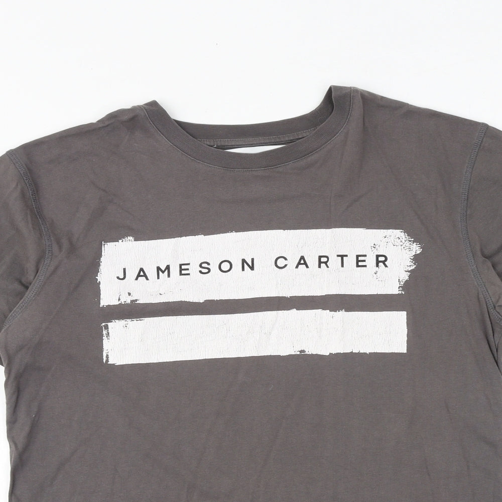 Jameson Carter Mens Grey Cotton T-Shirt Size S Round Neck