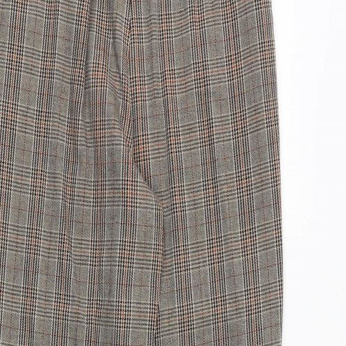 New Look Womens Brown Plaid Cotton Carrot Trousers Size 6 Regular Zip
