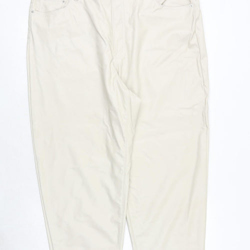 H&M Womens Ivory Polyester Trousers Size 22 Regular Zip
