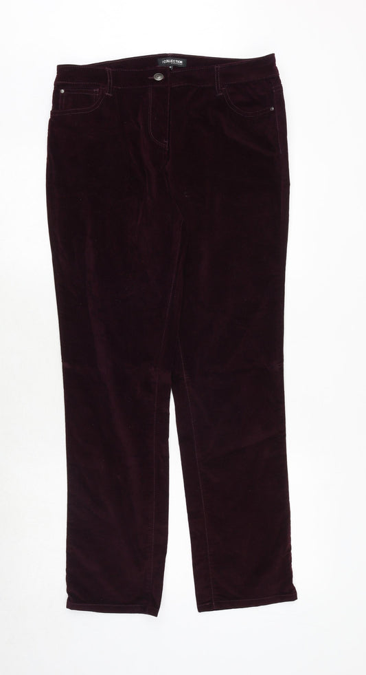 Debenhams Womens Purple Cotton Trousers Size 14 Regular Zip