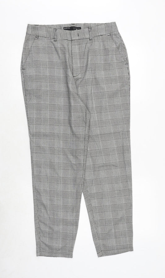 Bluesteel Mens Grey Plaid Polyester Carrot Trousers Size M Regular Zip