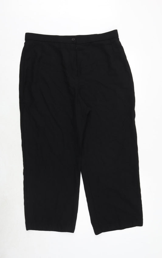 Marks and Spencer Womens Black Wool Trousers Size 18 Regular Zip