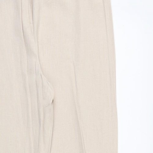Debenhams Womens Beige Linen Trousers Size 12 Regular Zip