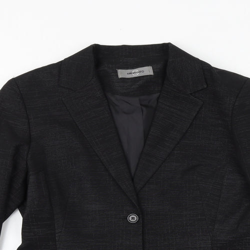 AMARANTO Womens Black Jacket Blazer Size 12 Button