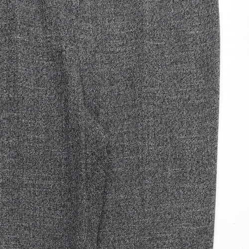 M&Co Womens Grey Geometric Polyester Chino Trousers Size 14 Regular Zip