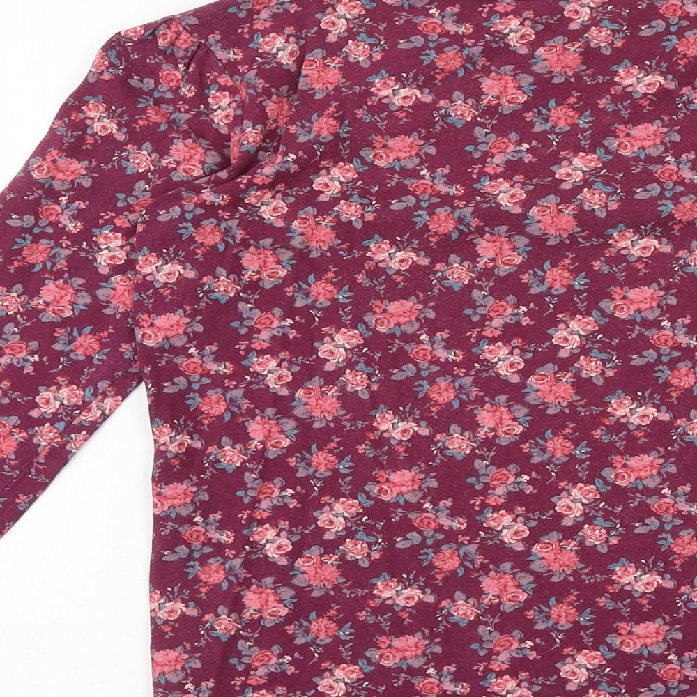 NEXT Girls Pink Floral 100% Cotton Pullover T-Shirt Size 12 Years Boat Neck Pullover