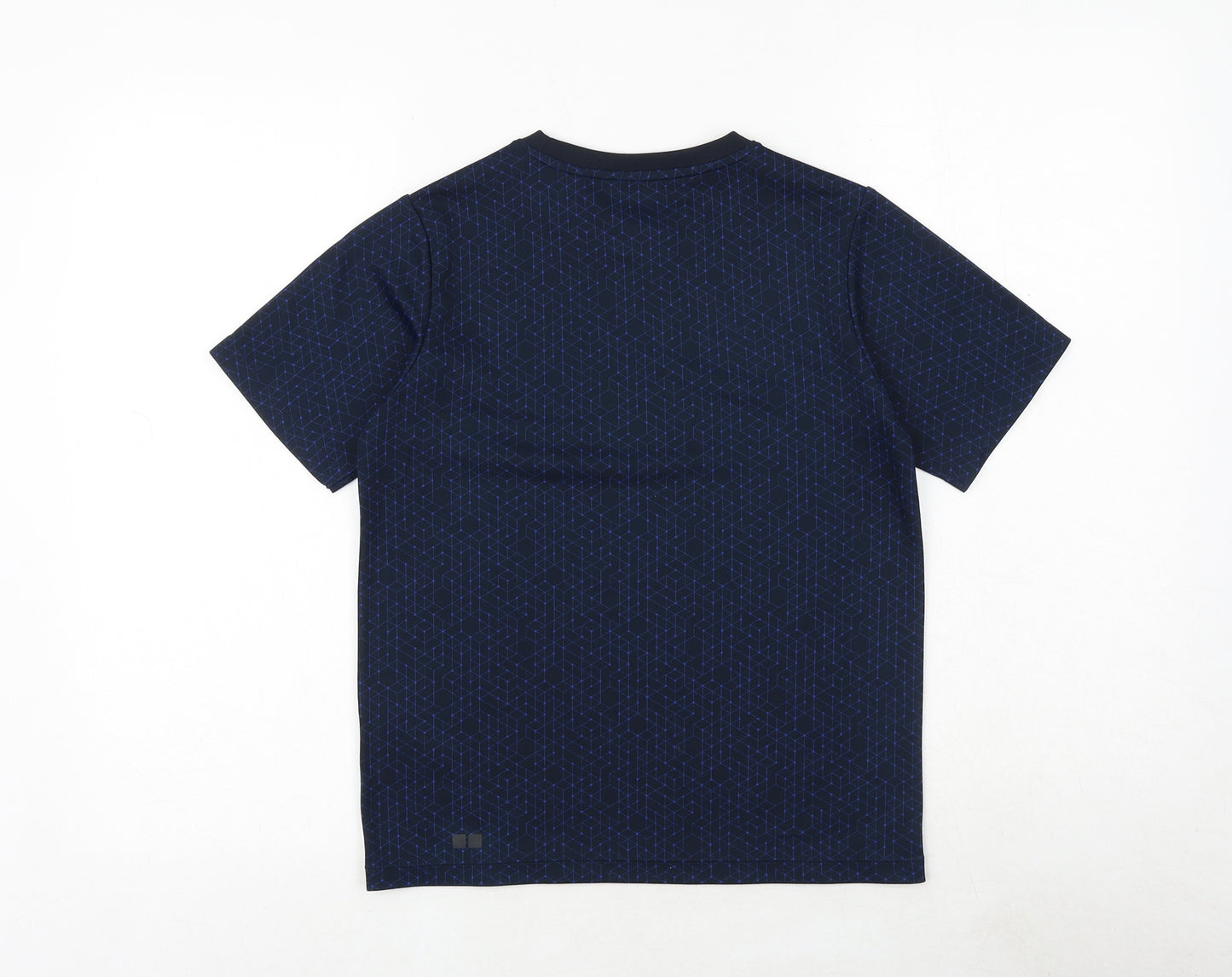 Uniqlo Boys Blue Geometric Polyester Pullover T-Shirt Size 11-12 Years Crew Neck Pullover