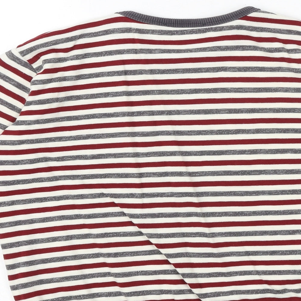 Zara Boys Grey Striped Polyester Pullover T-Shirt Size 9 Years Round Neck Pullover