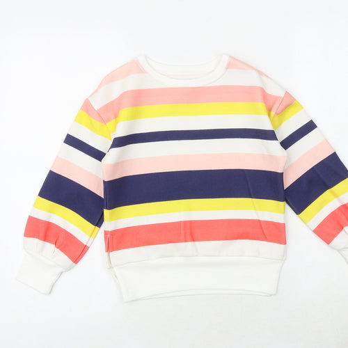 Leigh Tucker Girls Multicoloured Striped Cotton Pullover Sweatshirt Size 6-7 Years Pullover