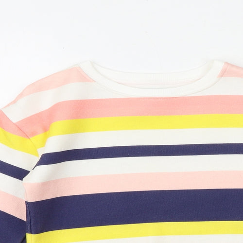 Leigh Tucker Girls Multicoloured Striped Cotton Pullover Sweatshirt Size 6-7 Years Pullover