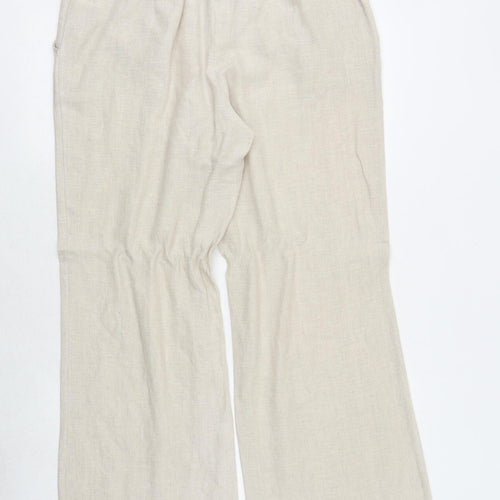 ALEX&CO Womens Beige Linen Trousers Size 16 Regular Zip