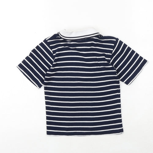 Spirit of Cannes Boys Blue Striped 100% Cotton Pullover Polo Size 3 Years Collared Button - French Riviera