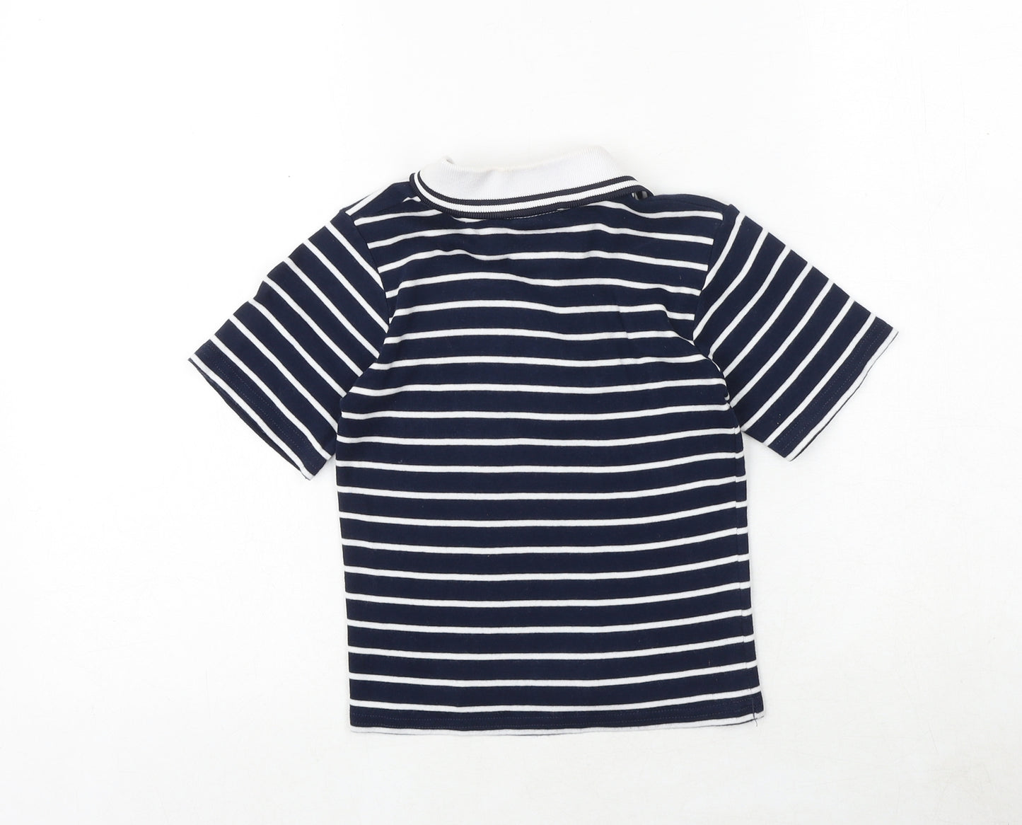 Spirit of Cannes Boys Blue Striped 100% Cotton Pullover Polo Size 3 Years Collared Button - French Riviera