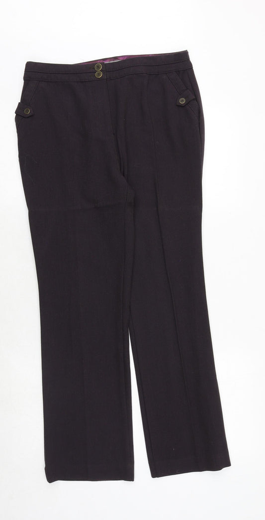 Marks and Spencer Womens Purple Polyester Trousers Size 16 Regular Zip