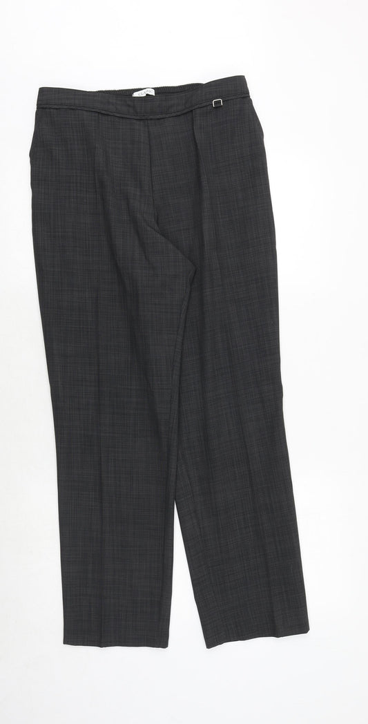 Marks and Spencer Womens Grey Geometric Polyester Trousers Size 12 Regular