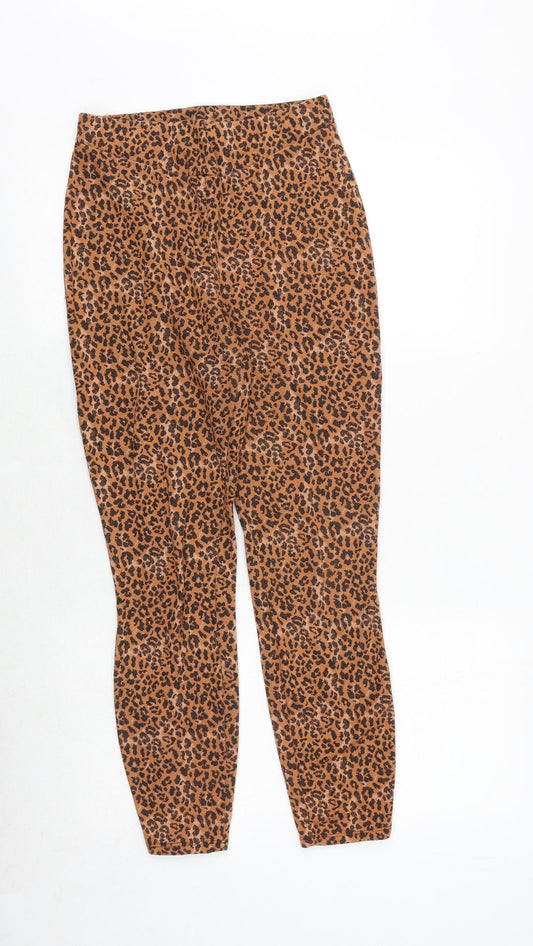 ASOS Womens Orange Animal Print Polyester Trousers Size 10 Regular - Leopard Print