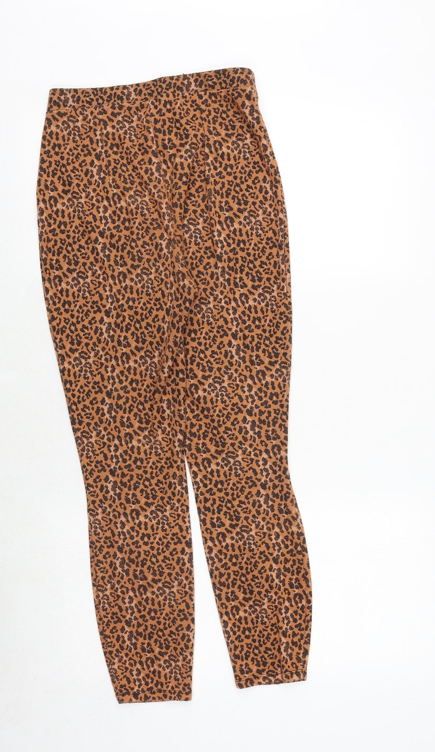 ASOS Womens Orange Animal Print Polyester Trousers Size 10 Regular - Leopard Print