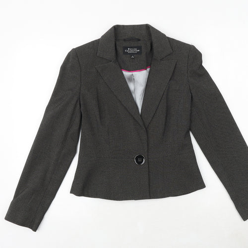Debenhams Womens Black Geometric Jacket Blazer Size 8 Button