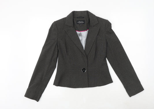 Debenhams Womens Black Geometric Jacket Blazer Size 8 Button
