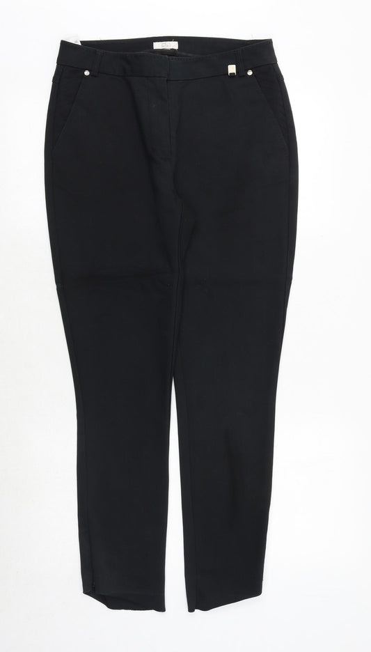 CC Womens Black Polyester Trousers Size 10 Regular Zip