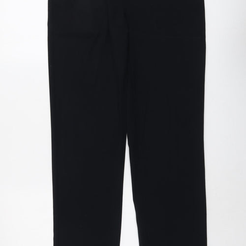 Marks and Spencer Womens Black Polyester Trousers Size 12 L33 in Regular Button