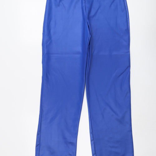 Boohoo Womens Blue Polyester Trousers Size 10 L30 in Regular Zip