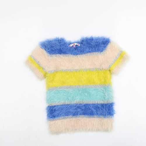 John Lewis Girls Multicoloured Round Neck Striped Polyamide Pullover Jumper Size 6 Years Pullover - Fluffy