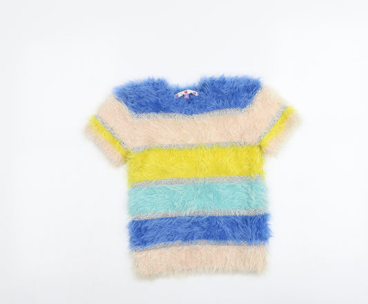John Lewis Girls Multicoloured Round Neck Striped Polyamide Pullover Jumper Size 6 Years Pullover - Fluffy