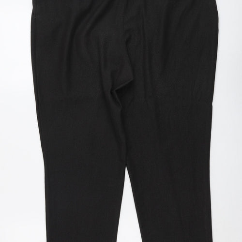 NEXT Womens Black Polyester Cropped Trousers Size 16 L26 in Regular Button