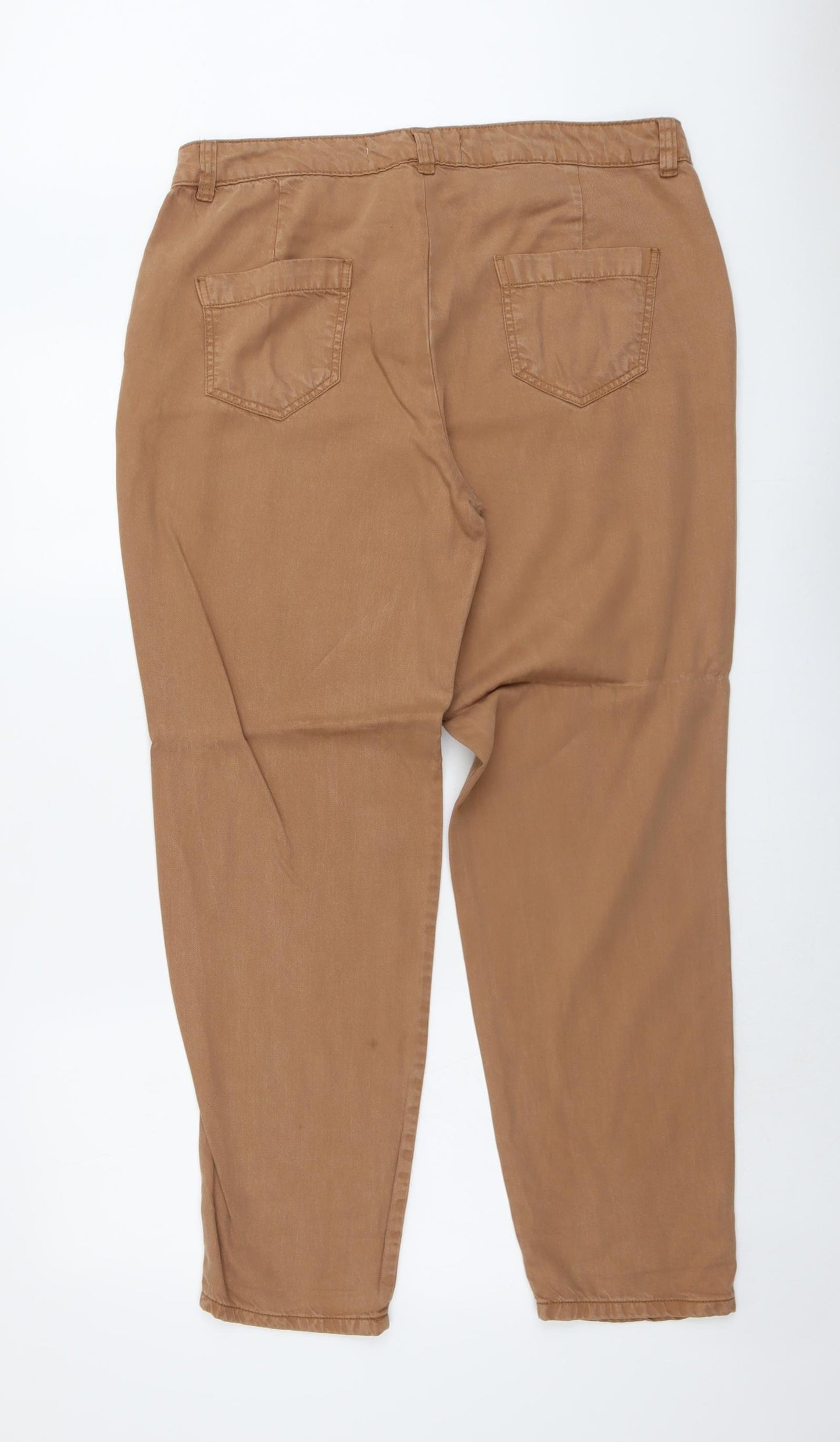New Look Womens Brown Lyocell Cropped Trousers Size 14 L30 in Regular Button