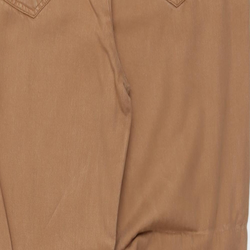 New Look Womens Brown Lyocell Cropped Trousers Size 14 L30 in Regular Button