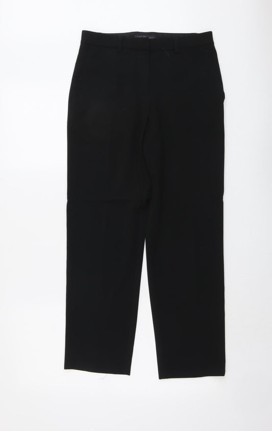 Marks and Spencer Womens Black Polyester Trousers Size 8 L28 in Regular Button